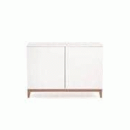 Buffet blanco, 120 x 48 x 85 cm, en chêne et bois peint blanc mat, 2 portes, étagère ajustable