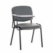 Décoshop26 - Chaise visiteur avec petite table rabattable pupitre en synthétique gris support métal noir BUR10649 - gris métal 3000416469603 Décoshop26 - Chaise visiteur avec petite table rabattable pupitre en synthétique gris support métal noir BUR10649 - gris métal 3000416469603
