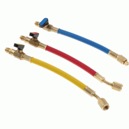 Flexibles de charge 15 cm (x3) avec vannes - RJB 1/4"-1/4"