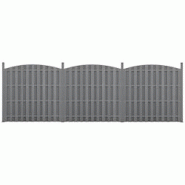 Helloshop26 - 3 pièces de clôture barrière brise vue brise vent bois composite WPC demi-cercle arrondi 185 x 562 cm gris 03_0006595 - 3001821647761 Helloshop26 - 3 pièces de clôture barrière brise vue brise vent bois composite WPC demi-cercle arrondi 185 x 562 cm gris 03_0006595 - 3001821647761