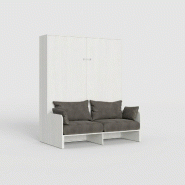 Itamoby Lit double Sofà Kentaro escamotable vertical Frêne Blanc - marron 8050598026830