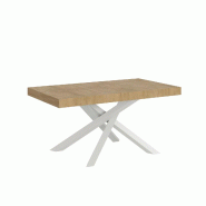 Itamoby Table Extensible Volantis 160/264X90 Cm Chêne Naturel Pieds Blancs - marron multi-matériau VE160TAVLTALL-QN-BI