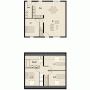 Maison à ossature en bois à étage optimale 8 / en kit / surface habitable 97.89 m² / 5 pièces / toit double pente