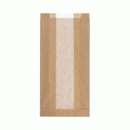 Papstar 1000 sacs à bande transparente avec fenêtre en papier cristal « pure » 33 cm x 16 cm x 7,5 cm marron - marron papier 4002911565827