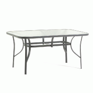 RATTATAN Table ronde de jardin Ø100 cm en acier peint avec plateau en verre trempé, pour jardin, terrasse, balcon, résistante et stable – Dario -