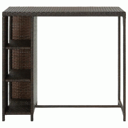 VidaXL Table de bar avec rangement Marron 120x60x110 cm Résine tressée Modèle Sirius Terrasse - 313475