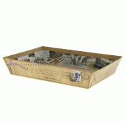 Corbeille carton rectangle "Cottage" kraft décor enveloppe 27x20x5cm - par 48