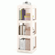 COSTWAY Étagère pivotante 360°, 36,5x36x108 cm, antidérapant, panneaux transparents, bureau blanc - blanc multi-matériau ON33218IT