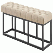 Décoshop26 - Banc capitonné rembourré 120 cm tissu taupe avec structure en métal noir design contemporain 10_0008605 - métal 3000266747333 Décoshop26 - Banc capitonné rembourré 120 cm tissu taupe avec structure en métal noir design contemporain 10_0008605 - métal 3000266747333