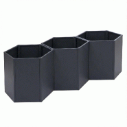 Décoshop26 - Lot de 3 carrés potagers surélevés bacs hexagonaux 1380 L 77x264x100 cm en acier galvanisé anthracite revêtement 04_0008851 - 30002