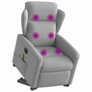 Fauteuil inclinable de massage électrique gris nuage tissu Modèle Hervanelis - 8721102961557