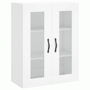 Helloshop26 - Armoire murale rangement moderne 69,5 x 34 x 90 cm fonctionnelle style épuré en bois blanc 02_0049295 - blanc verre 3000235771215