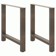 Helloshop26 - Lot de 2 pieds de table à manger carrés robustes réglables 70 x 72-73 cm en acier thermolaqué naturel 02_0057551 - acier 3000240101199