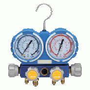 Manomètre 4 voies en coffret - R32, R410A, R134a, R407C - 4 flexibles 1,5 m (3x1/4" + 1x3/8")