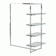 Portant T 125x65x140cm - Éléments chromés - Tube carré 25x25mm - Charge statique 60kg