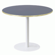RestooTab - Table Rome XL blanc Ø110cm bleu fes fenix chants couleur laiton - bleu Bois manufacturé TB-ROMXL1-R110M-BL.FES-LAI