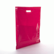 Sac plastique poignées découpées fuchsia 45x50+4cm - lot de 100 - polyéthylène 50 microns