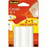 Scotch Pack de 2+1 rouleaux de ruban Crystal transparent, 19 mm x 15 m (6-1915R3/2) - 4046719376537