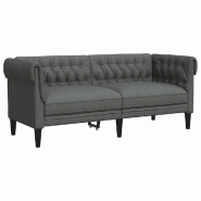 VidaXL Canapé Chesterfield 2 places gris foncé tissu Modèle Mermoniax - 372548
