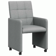 VidaXL Chaises de Salle à Manger avec Roues 2 pcs Gris clair tissu Modèle Vega ProDesk Ligne - 42017829