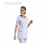 Tunique de travail femme - manches courtes - polyester et coton - 3 poches - Amandine Remi Confection - Ref: R-6104_0