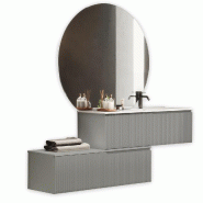 AQA Design Composition de salle de bain en MDF avec baignoire à droite 4 pièces VENERE mat grey L.200 P.45 H.190 MPVE54-GRI - gris Bois manufacturé
