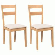 Chaises à manger coussins 2 pcs naturel bois massif caoutchouc Modèle Vega ProDesk Confort - 4102382