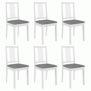 Décoshop26 - Lot de 6 chaises de salle à manger cuisineà dîner avec coussins blanc bois solide CDS022954 - blanc 3000032491538 Décoshop26 - Lot de 6 chaises de salle à manger cuisineà dîner avec coussins blanc bois solide CDS022954 - blanc 3000032491538