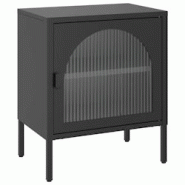 Décoshop26 - Table de chevet en verre cannelé avec étagère 50 x 35 x 60 cm verre et acier noir DEC034510 - noir 3000260143865 Décoshop26 - Table de chevet en verre cannelé avec étagère 50 x 35 x 60 cm verre et acier noir DEC034510 - noir 3000260143865