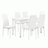 Helloshop26 - Table à manger blanc 140 cm + chaises 96 cm  blanc 03_0004009 - blanc Bois manufacturé 3000475899786