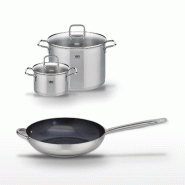 Lot Poêle 32cm Elo Profi Therm Platinum & 2 Faitouts 20/26cm Elo - gris inox 3176239952155