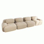 Merax canapé modulable en corde 4 places, canapé nuage sans cadre, près du sol avec assise profonde, doux et confortable, antidérapant, beige - be_0