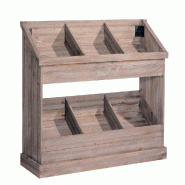 Meuble Héritage simple face - séparateurs amovibles - L119xP39xH120cm - Pin massif gris