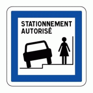 Panneau d'autorisation de stationnement sur le côté droit