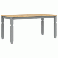 Table à manger Corona gris 160x80x75 cm bois massif de pin Modèle Helios Jardin Pro - 4005718
