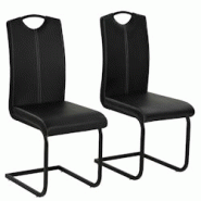 VidaXL Chaises à Manger Cantilever Lot De 2 Noir Similicuir - noir 246193 VidaXL Chaises à Manger Cantilever Lot De 2 Noir Similicuir - noir 246193