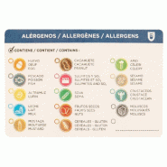 Étiquette adhésive en papier allergènes 7,5x5cm - par 500