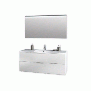 AQA Design Composition de salle de bain en mélamine blanche mate LARISSA L.121 P.46,5 H.190 MPLA39-O1 - blanc Bois manufacturé MPLA39-O1
