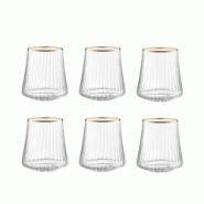 Aulica Verres à eau bord doré 350ml - lot de 6 - transparent 905020 Aulica Verres à eau bord doré 350ml - lot de 6 - transparent 905020