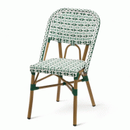 Bistromania Chaise de terrasse HAUSSMANN - Tressage vert et blanc - EA226