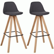 CLP Lot de 2 tabourets de bar Corbin en tissu carré Gris foncé/Nature - gris textile 327242 CLP Lot de 2 tabourets de bar Corbin en tissu carré Gris foncé/Nature - gris textile 327242