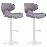 CLP Lot de 2 tabourets de bar Las Vegas V2 en tissu Gris clair/Blanc - gris textile 316059 CLP Lot de 2 tabourets de bar Las Vegas V2 en tissu Gris clair/Blanc - gris textile 316059