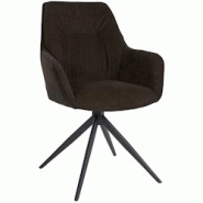 Décoshop26 - Chaise de salle à manger pivotant avec accoudoirs x1 en tissu marron et piètement en métal noir 10_0002041 - marron 3000250804165 Décoshop26 - Chaise de salle à manger pivotant avec accoudoirs x1 en tissu marron et piètement en métal noir 10_0002041 - marron 3000250804165