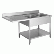 GastroHero Centre de plonge Basic 16x7 avec 2 cuves à droite, dosseret et étagère inférieure - Acier inoxydable 18/8 SPZT-BASIC16X7R2 GastroHero Centre de plonge Basic 16x7 avec 2 cuves à droite, dosseret et étagère inférieure - Acier inoxydable 18/8 SPZT-BASIC16X7R2