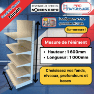 Gondole Murale de magasin à configurer - Hauteur 1600mm, Longueur 1 000mm [NEUVE]