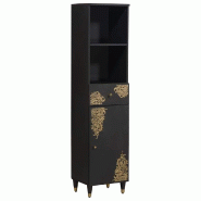 Helloshop26 - Armoire de salle de bain moderne avec tiroir 38 x 33 x 160 cm design épuré esthétique chic en bois de manguier noir 02_0057897 - 3000