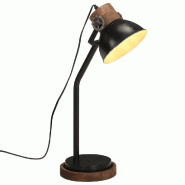 Helloshop26 - Lampe de bureau industrielle ergonomique 18 x 18 x 60 cm ambiance cosy en fer noir 02_0047548 - noir Bois massif 3000234841421