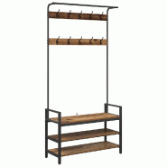 Helloshop26 - Porte-manteau rectangulaire avec rangement intégré 95 x 34 x 184 cm style contemporain en bois ancien 02_0052644 - Bois massif 3000237