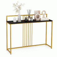 Helloshop26 - Table console 120 x 32 x 89 cm avec plateau en faux marbre et cadre en métal doré pour salon et couloir en bois 20_0013893 - doré mé