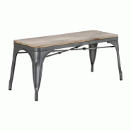 Lot de 2 bancs d'intérieur (L)1000 mm, avec assise en bois de manguier et cadre gris, à assembler